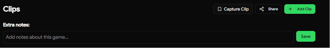 Image depicting the extra notes features above the list of tagged clips